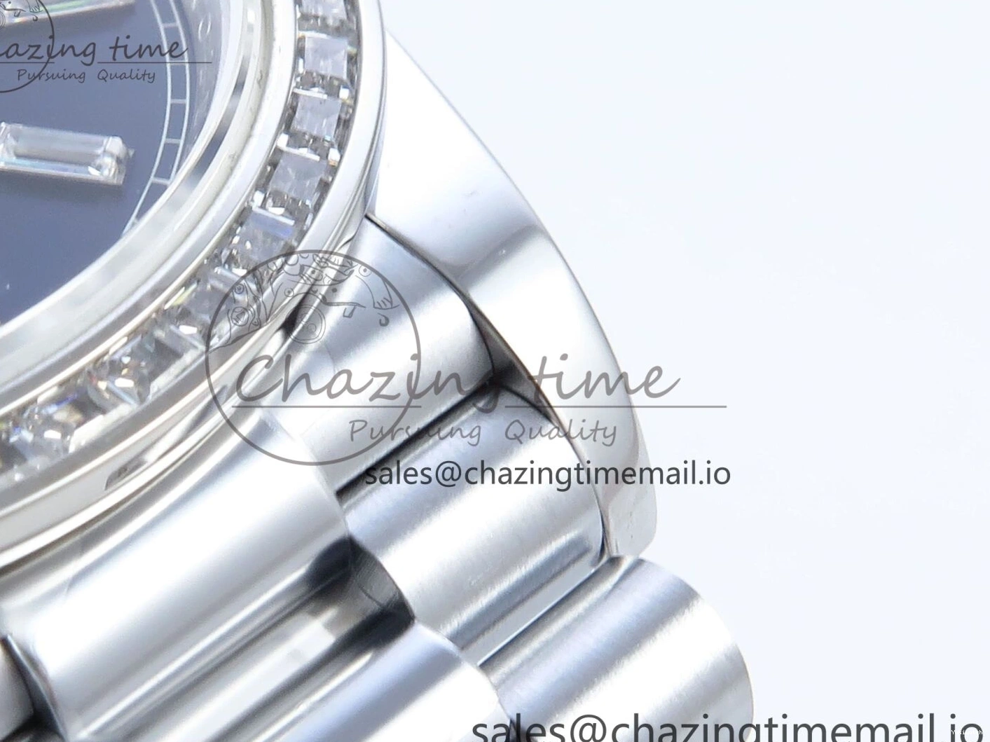 40 Blue Bezel Best 1:1 (Gain Weight) Diamonds Edition SS A2836 Crystal V5 DayDate Dial President Bracelet QF on 0310